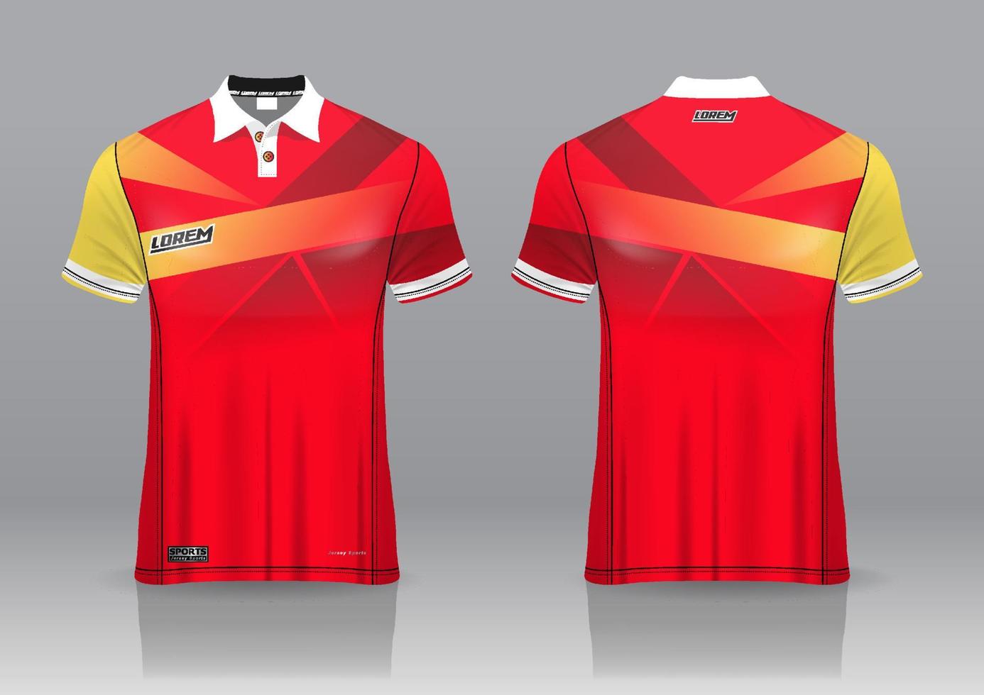 Diseño de uniforme de camisa de polo, se puede utilizar para bádminton, golf en la vista frontal, vista posterior. vector de maqueta de jersey, diseño premium muy simple y fácil de personalizar