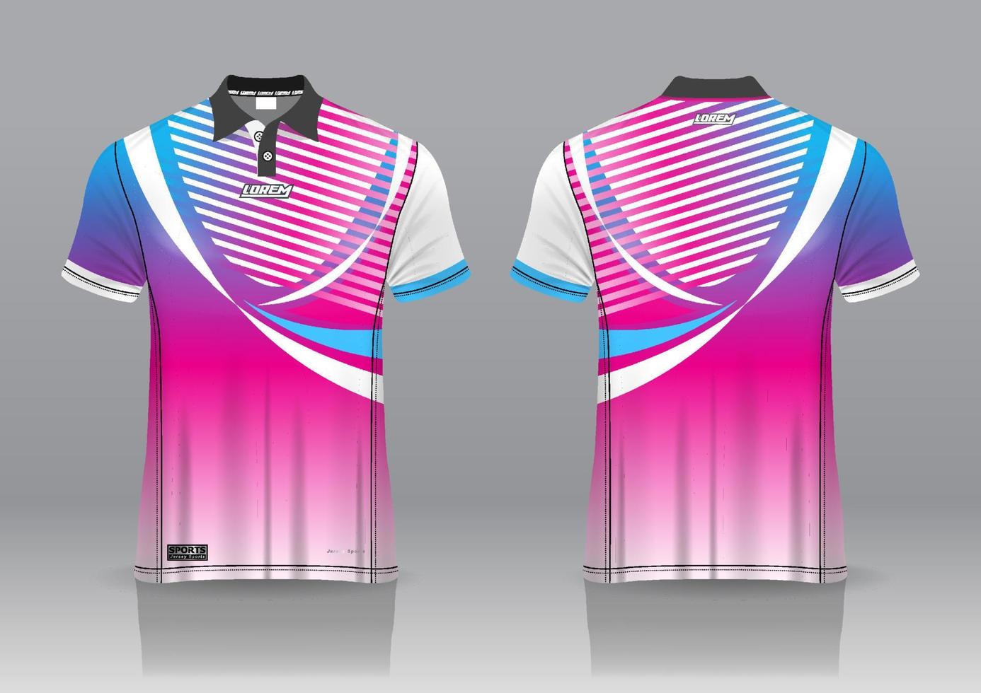 polo shirt uniform design, can be used for badminton, golf in front view, back view. jersey mockup Vector, design premium very simple and easy to customize vector