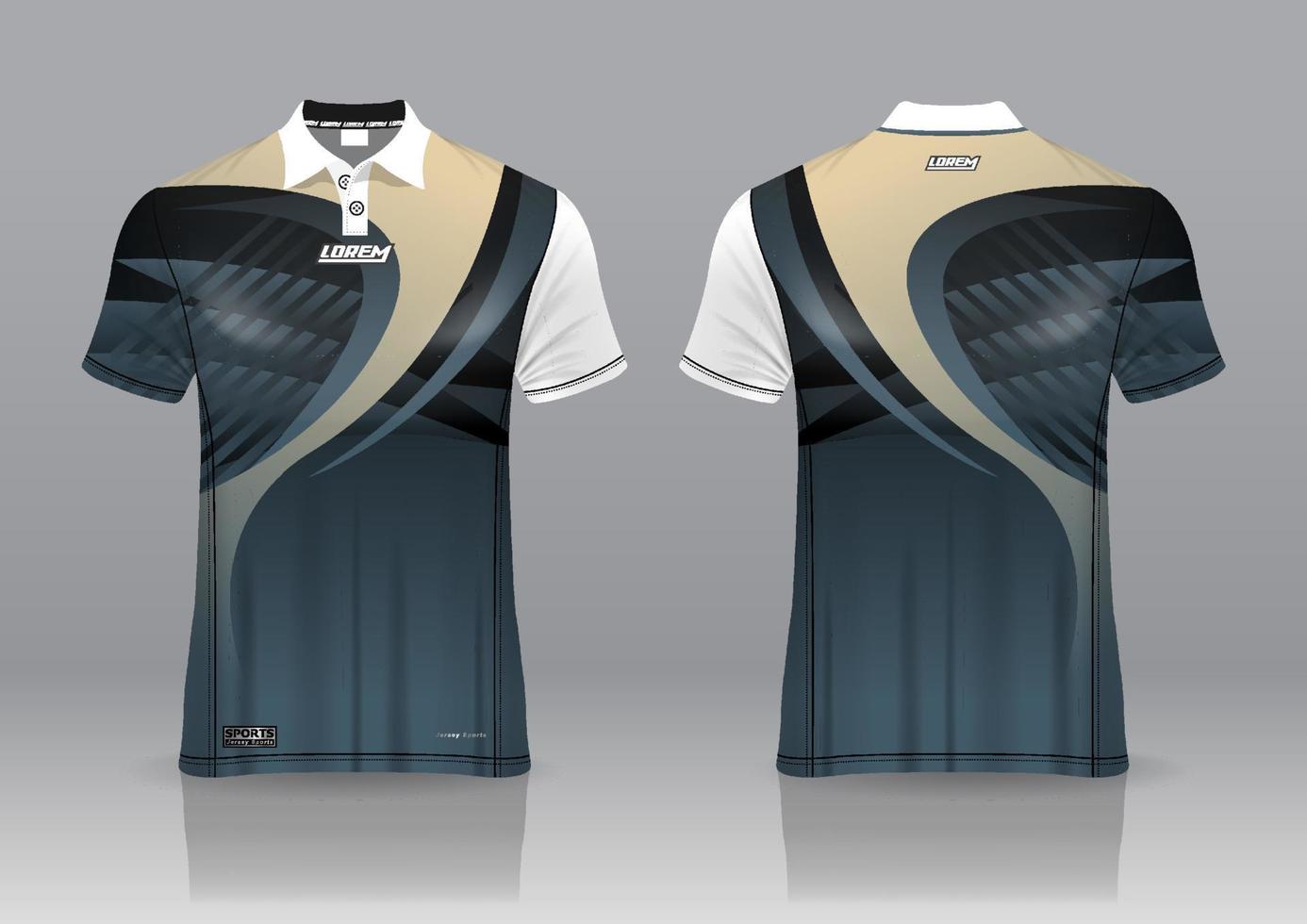 Diseño de uniforme de camisa de polo, se puede utilizar para bádminton, golf en la vista frontal, vista posterior. vector de maqueta de jersey, diseño premium muy simple y fácil de personalizar