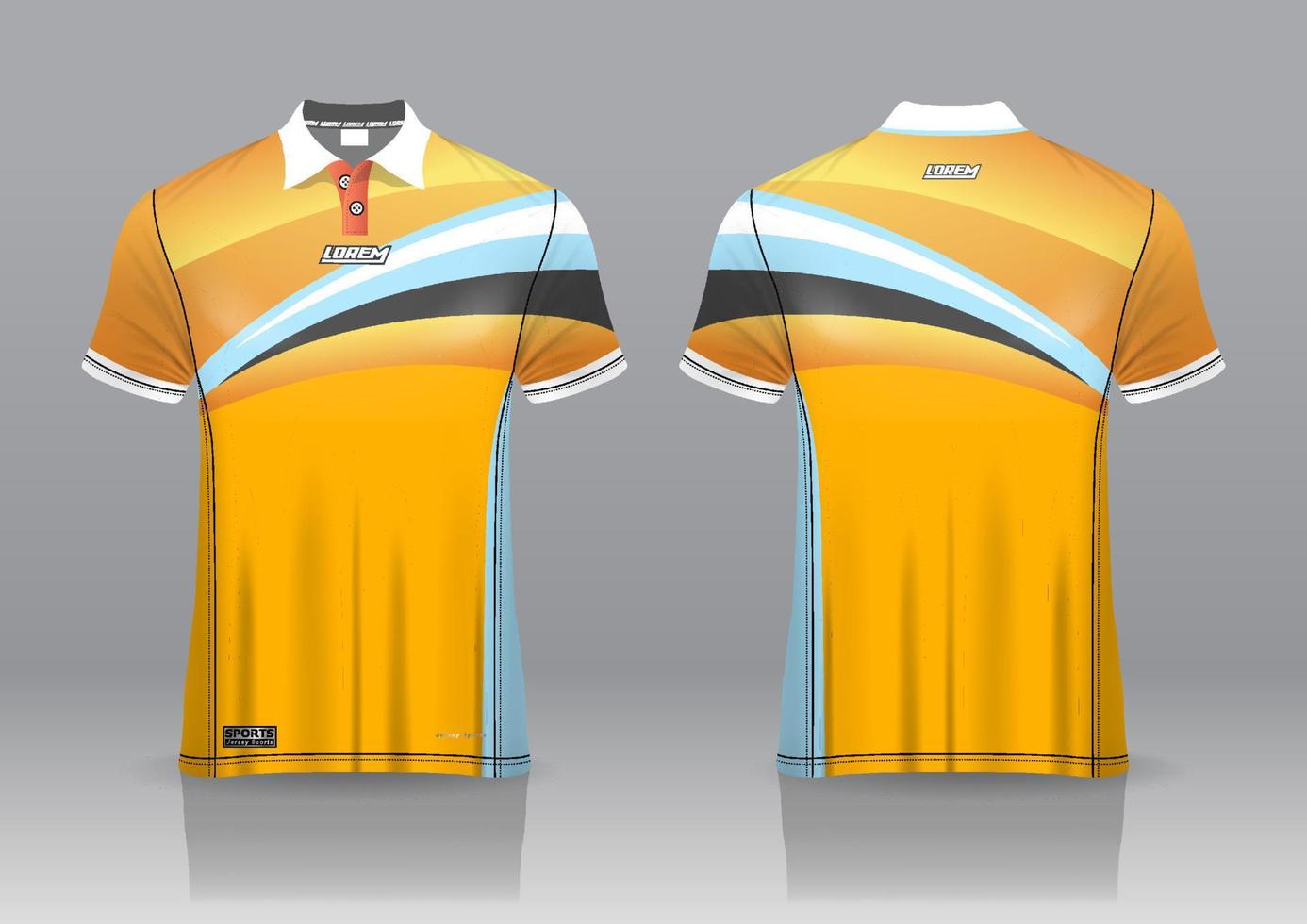 Diseño de uniforme de camisa de polo, se puede utilizar para bádminton, golf en la vista frontal, vista posterior. vector de maqueta de jersey, diseño premium muy simple y fácil de personalizar