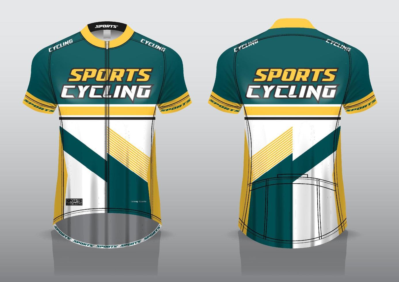 diseño de camiseta para ciclismo, vista de camiseta delantera y trasera, uniforme elegante y fácil de editar e imprimir, uniforme del equipo de ciclismo vector