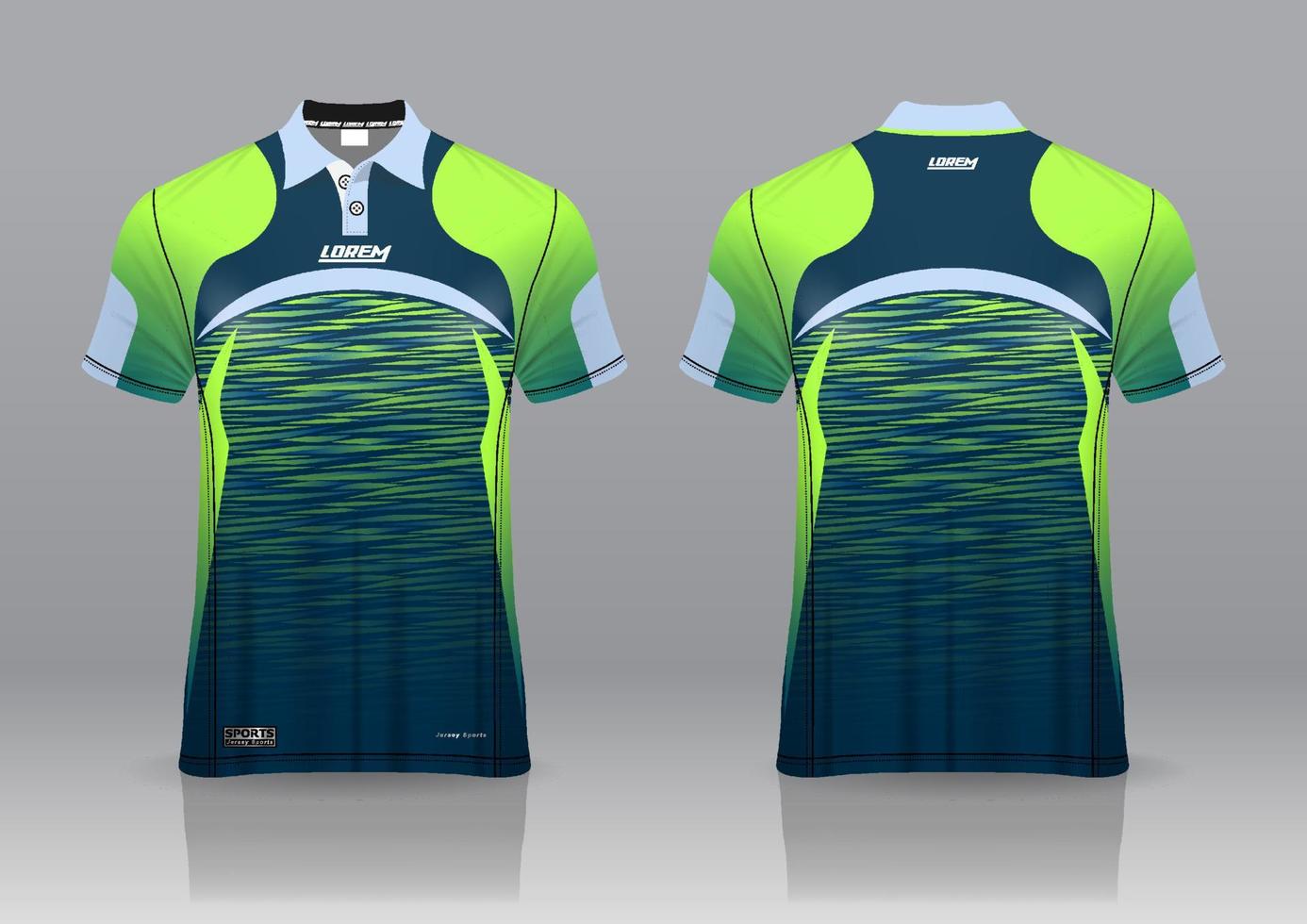 Diseño de uniforme de camisa de polo, se puede utilizar para bádminton, golf en la vista frontal, vista posterior. vector de maqueta de jersey, diseño premium muy simple y fácil de personalizar