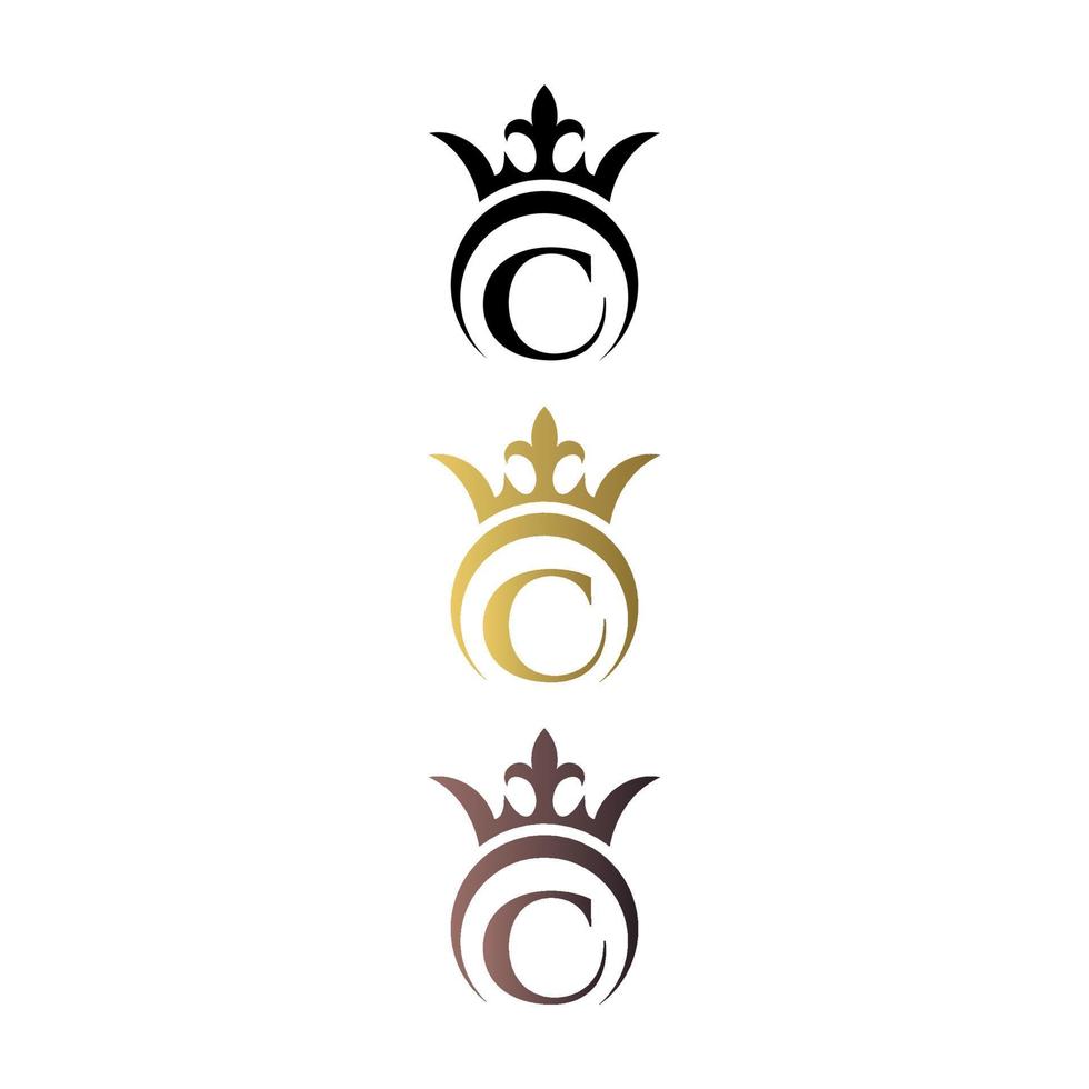 logotipo de lujo marca c con corona y símbolo real vector gratuito