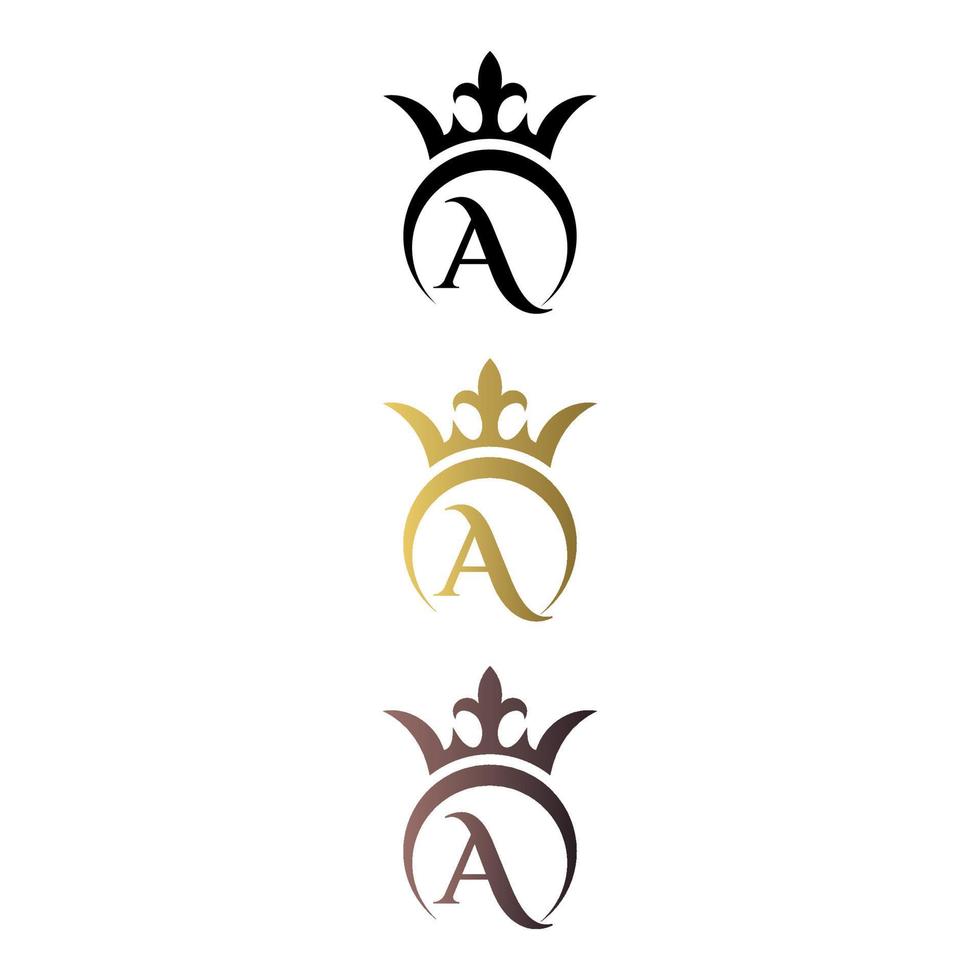 Luxury logo letter mark A with crown and royal symbol free vector