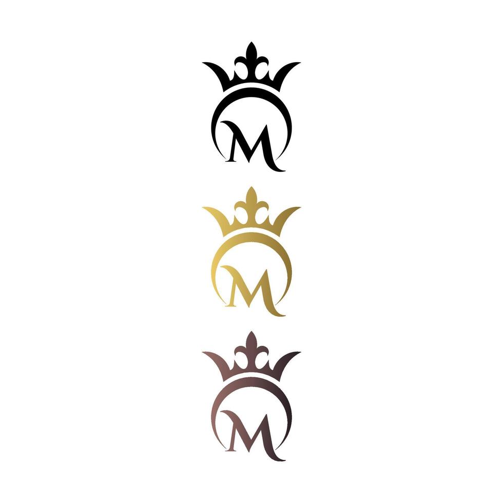 Luxury logo letter mark M with crown and royal symbol free vector