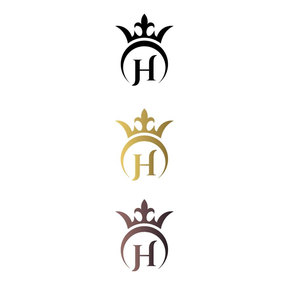 Luxury logo letter mark H with crown and royal symbol free vector