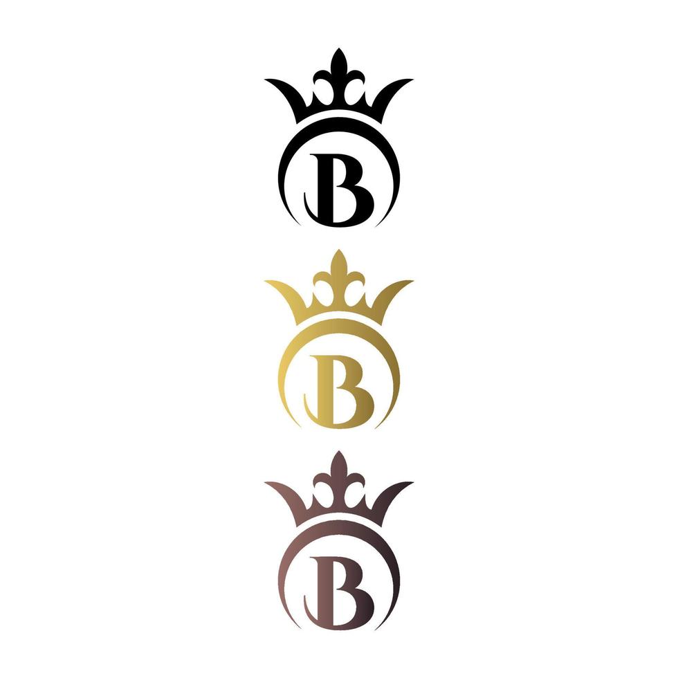 logotipo de lujo letra marca b con corona y símbolo real vector gratuito