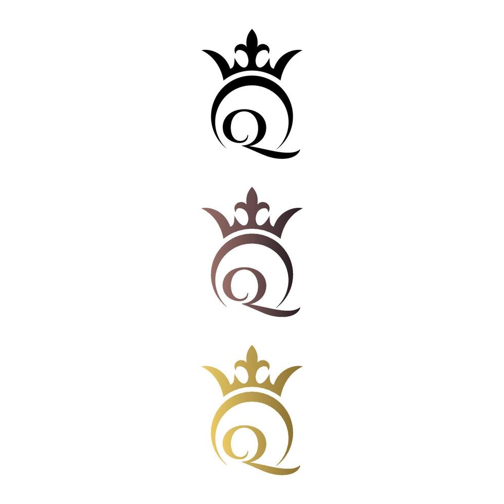 Luxury logo letter mark Q with crown and royal symbol free vector