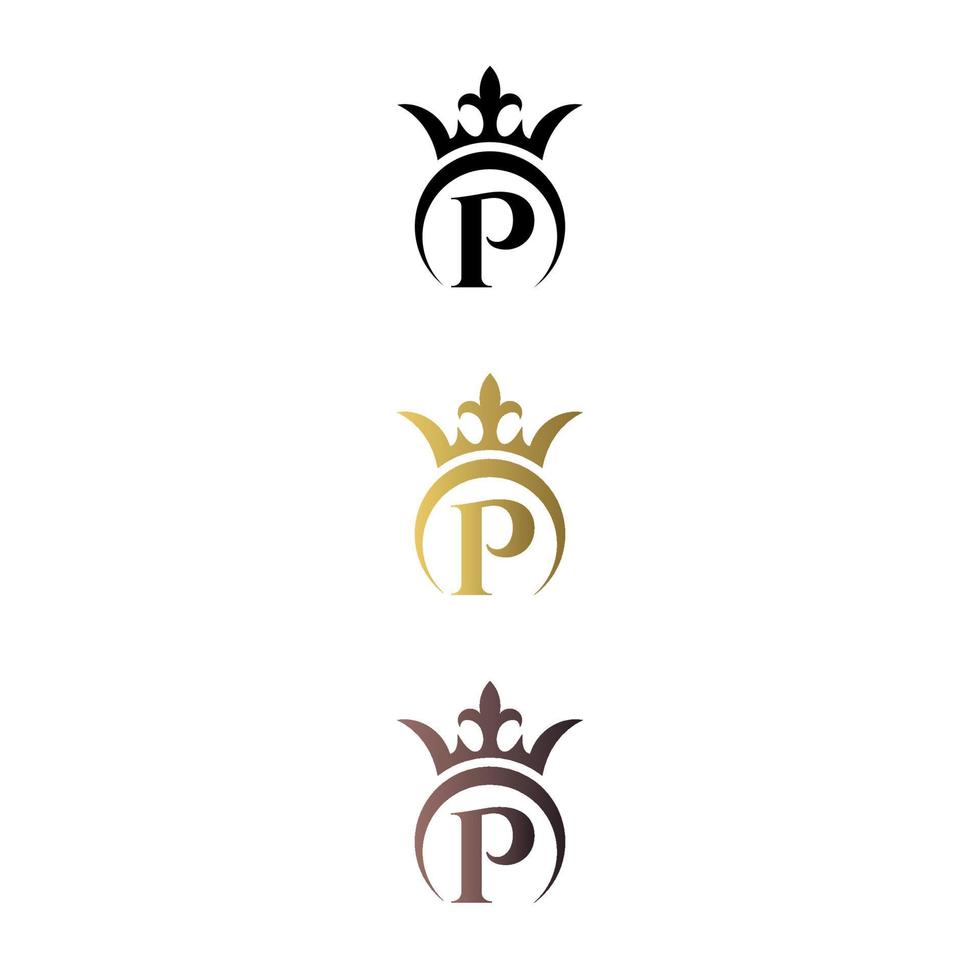 Luxury logo letter mark P with crown and royal symbol free vector