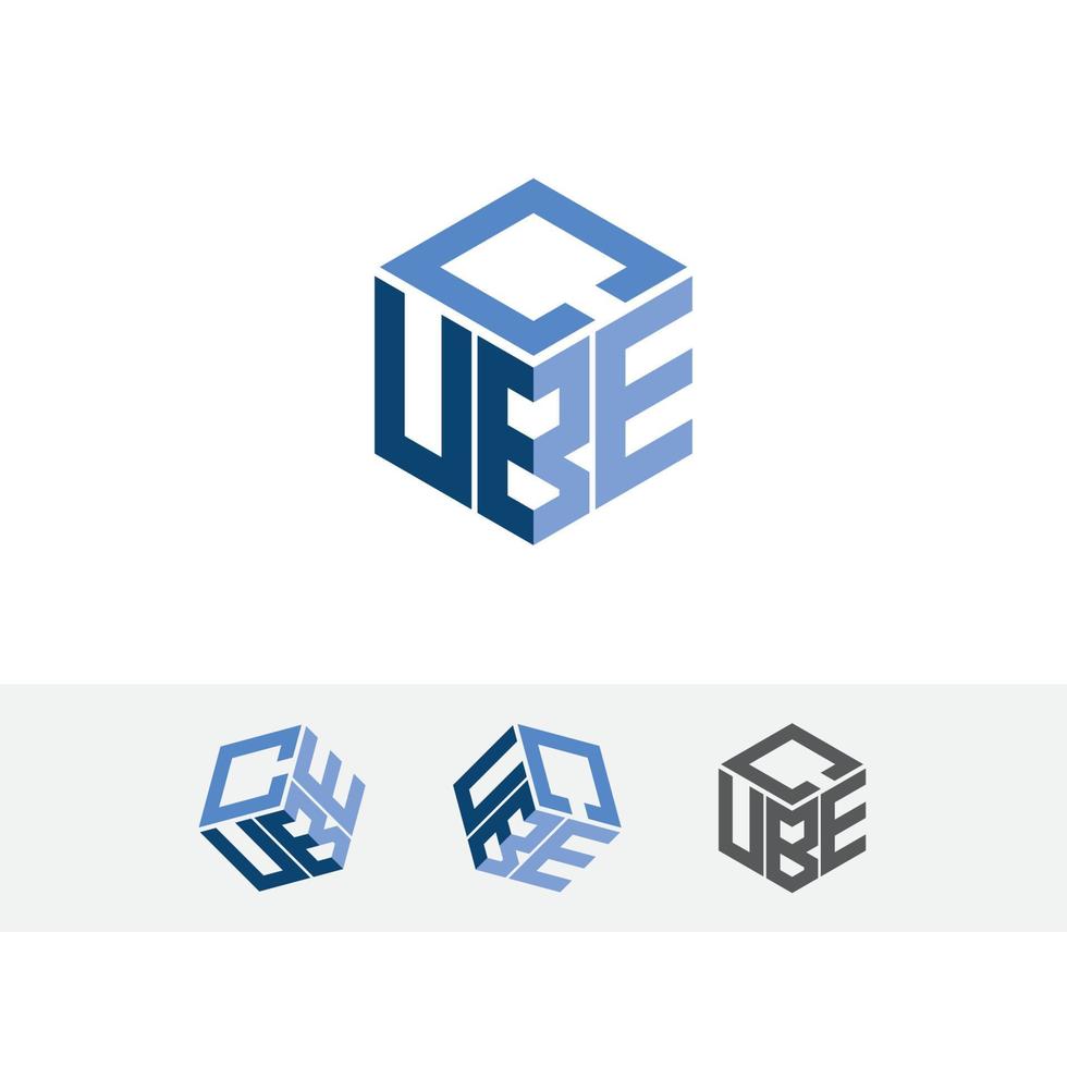 cubo logo hexágono 3d forma caja logo vector gratis