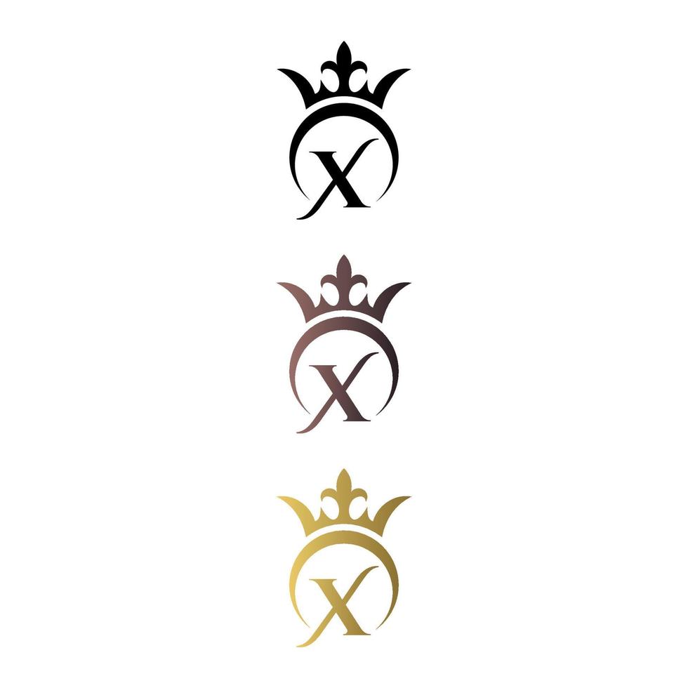 Luxury logo letter mark X with crown and royal symbol free vector