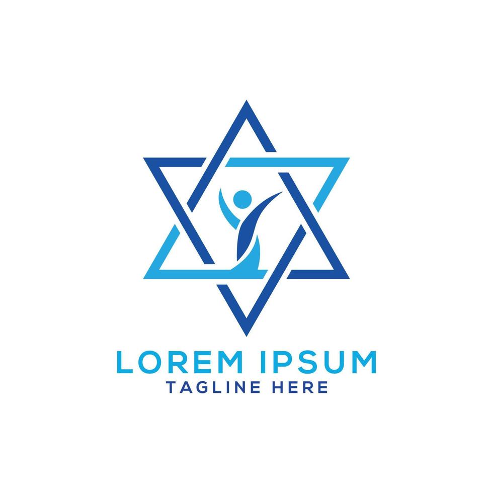 Star of David Jewish logo design free vector