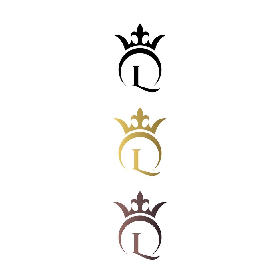 Luxury logo letter mark L with crown and royal symbol free vector