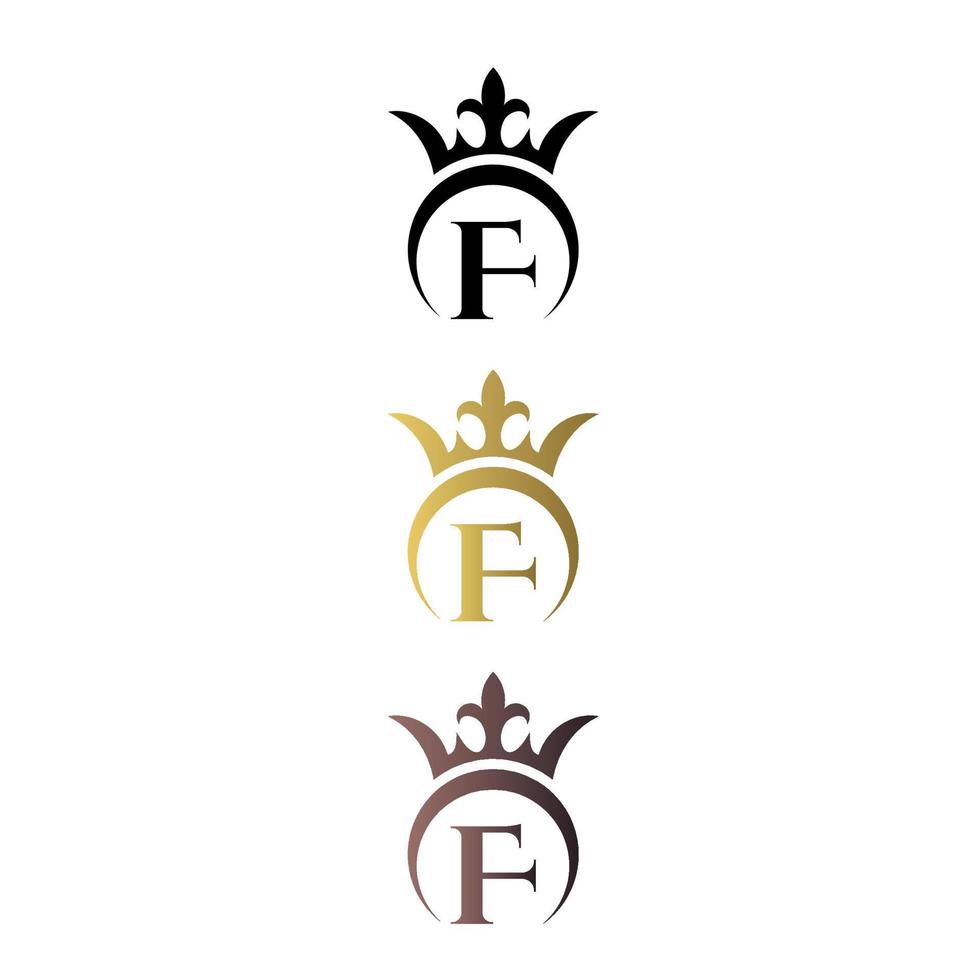 Luxury logo letter mark F with crown and royal symbol free vector