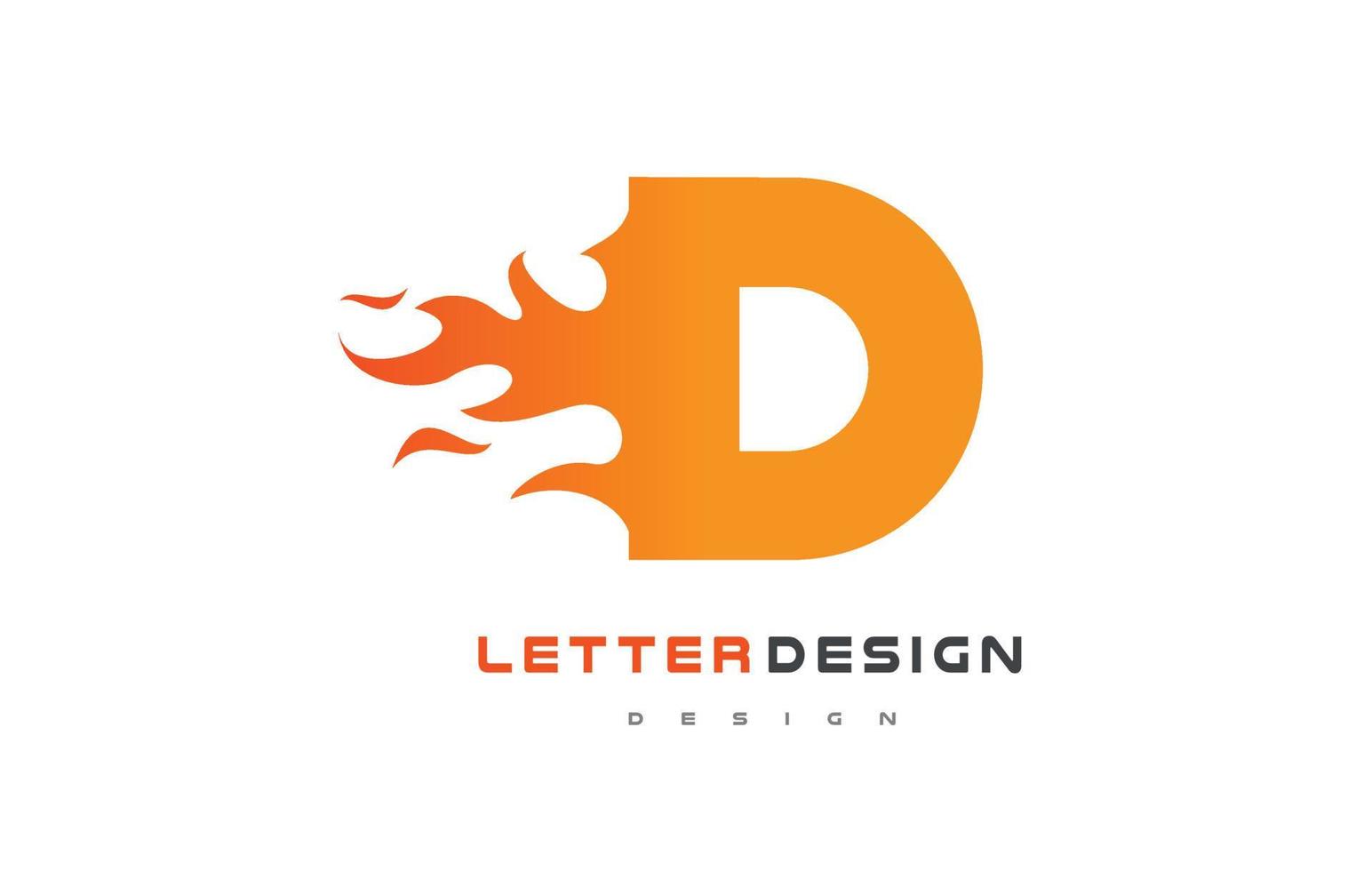 D Letter Flame Logo Design. Fire Logo Lettering Concept. vector