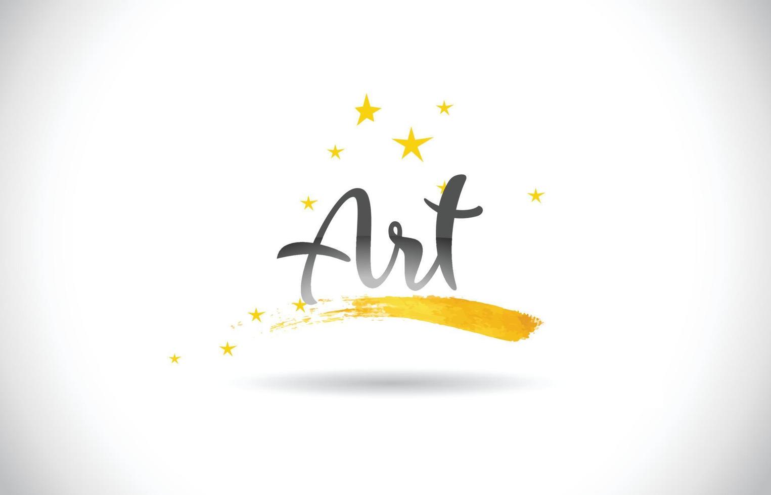 Art Word Vector Text with Golden Stars Trail and Handwritten Curved Font.