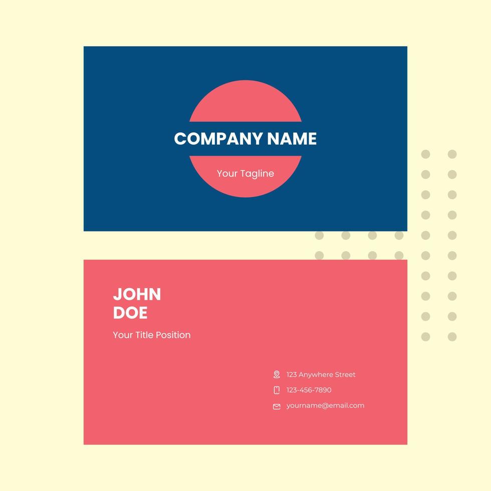 Blue pink business card design template, suitable for content marketing tool vector