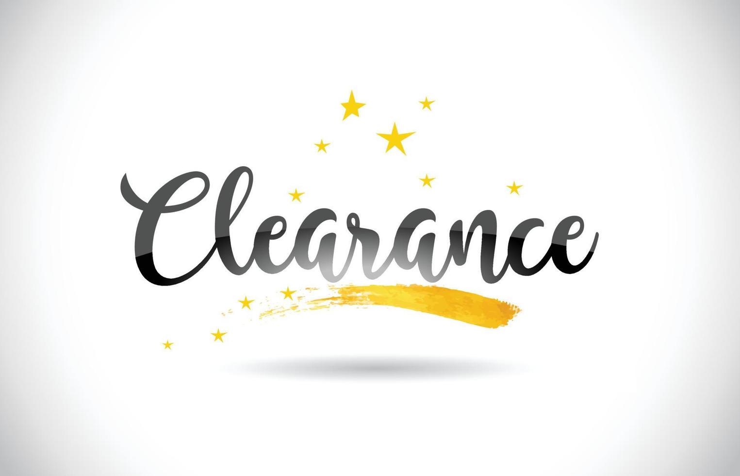 Clearance Word Vector Text with Golden Stars Trail and Handwritten Curved Font.