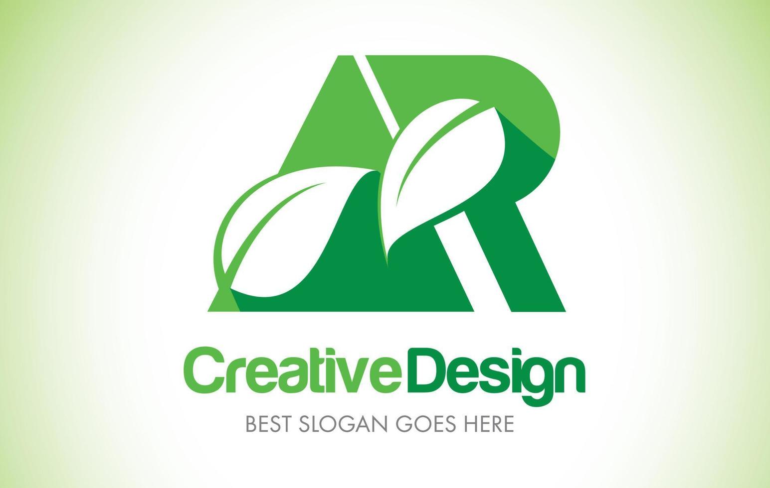 AR Green Leaf Letter Design Logo. Eco Bio Leaf Letter Icon Illustration Logo. vector