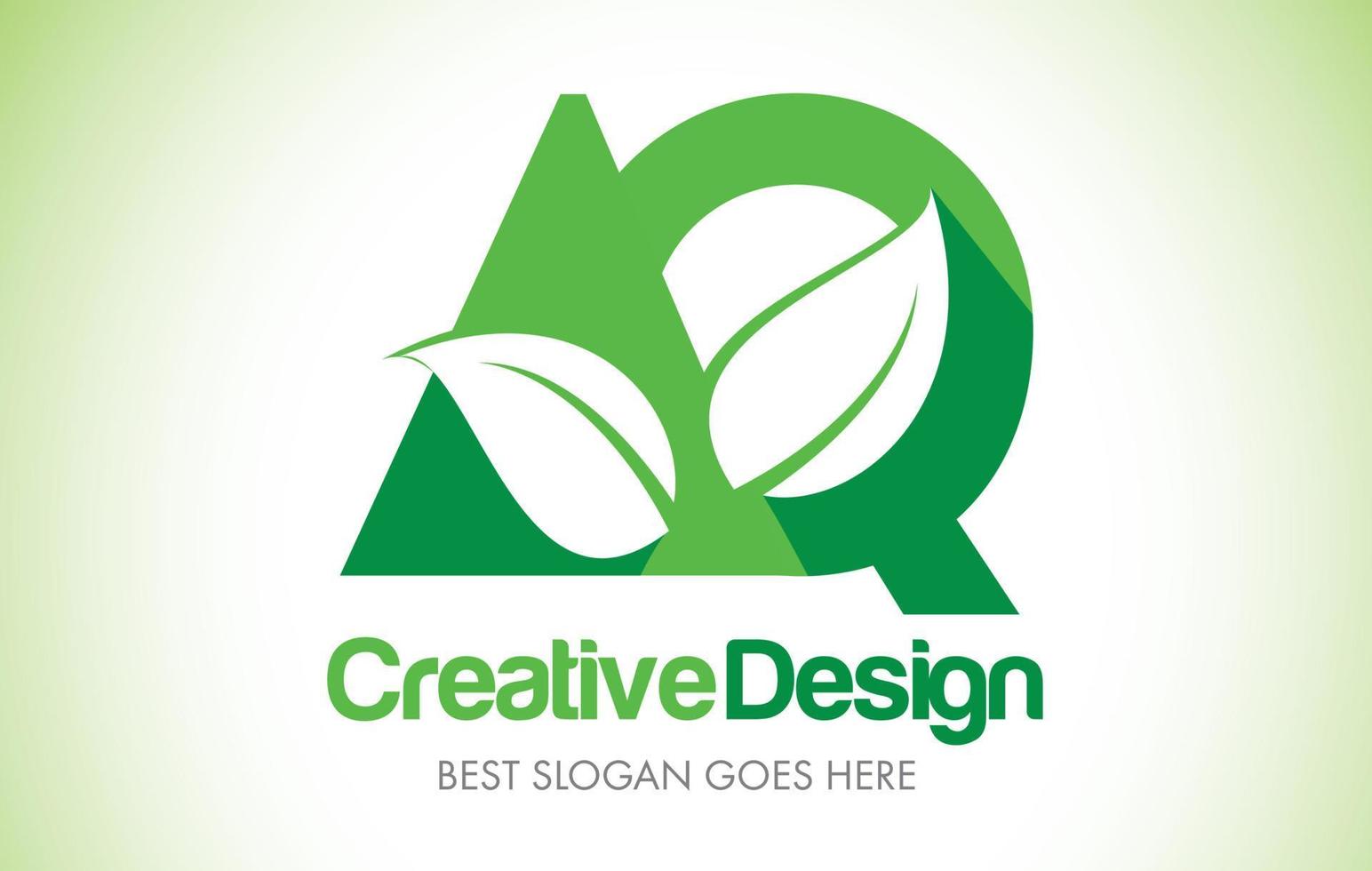 Logotipo de diseño de letra de hoja verde aq. eco bio hoja carta icono ilustración logo. vector