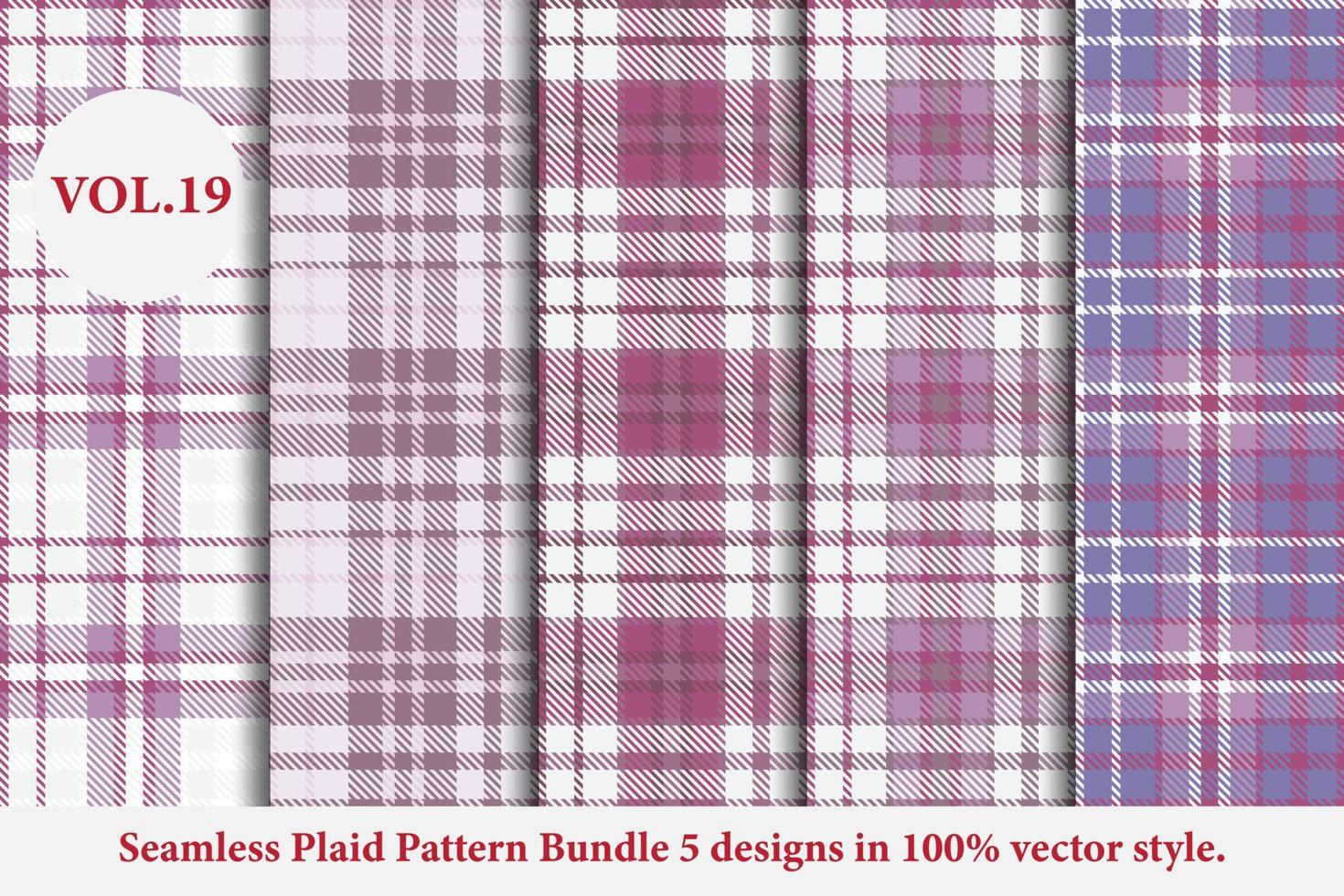 Plaid Pattern Bundle 5 designs Buffalo Vector, Tartan Fabric background wallpaper, Monochrome patterns collection vector