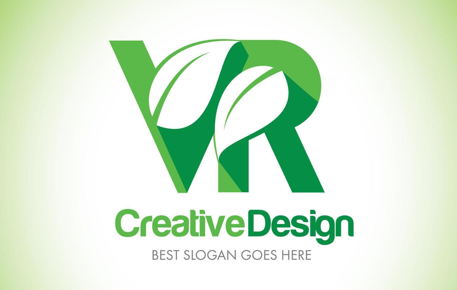 VR Green Leaf Letter Design Logo. Eco Bio Leaf Letter Icon Illustration Logo. vector