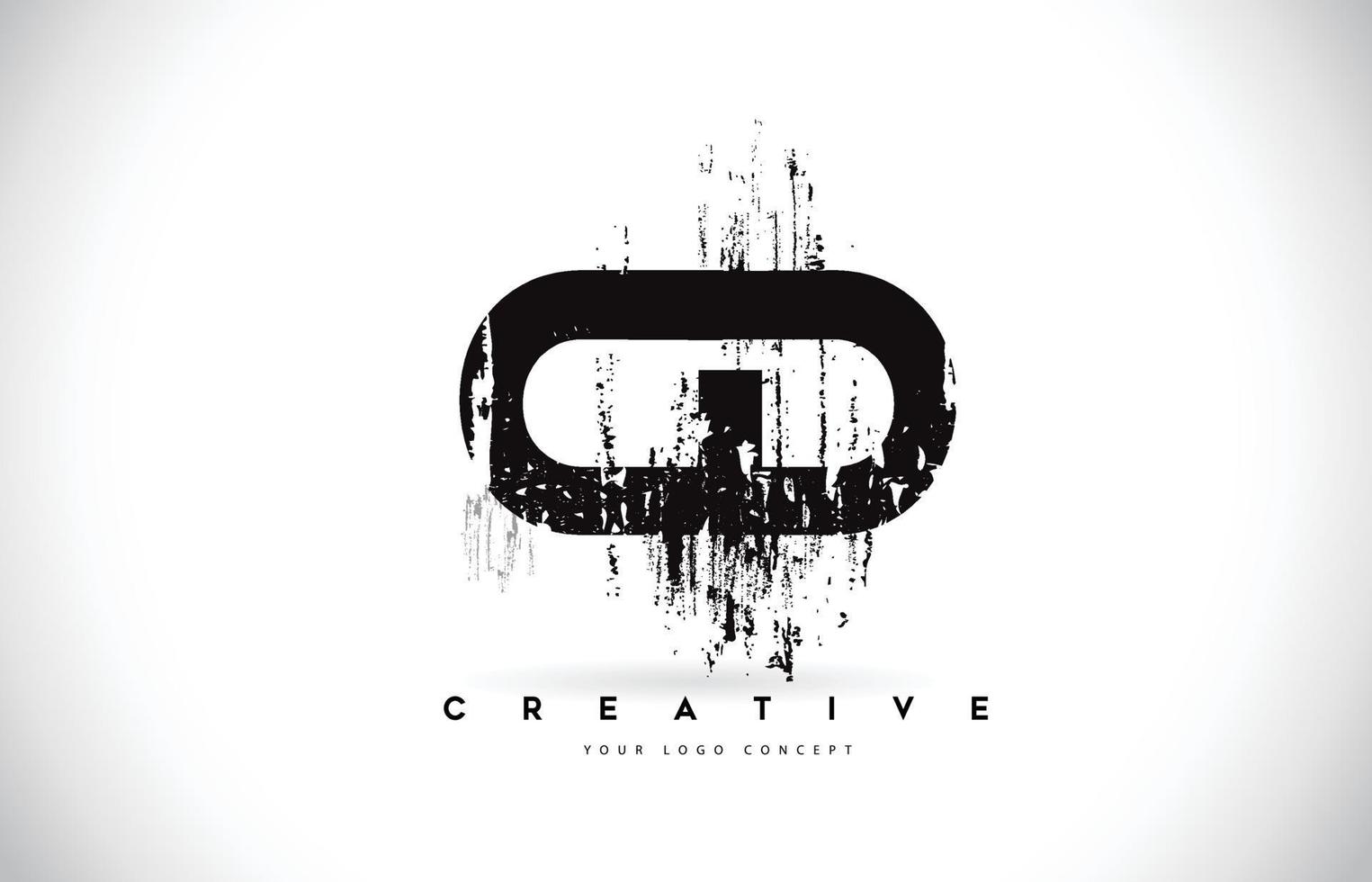 CD C D Grunge Brush Letter Logo Design in Black Colors Vector Illustration.