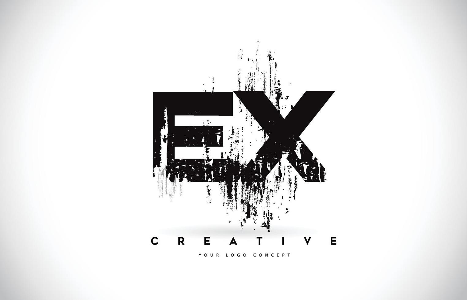 EX E X Grunge Brush Letter Logo Design in Black Colors Vector Illustration.