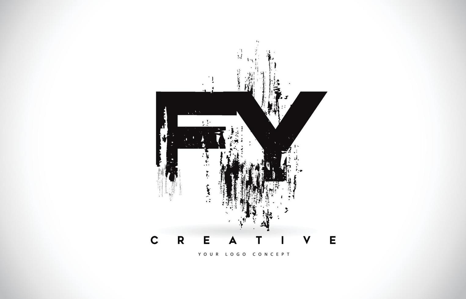 FY F Y Grunge Brush Letter Logo Design in Black Colors Vector Illustration.