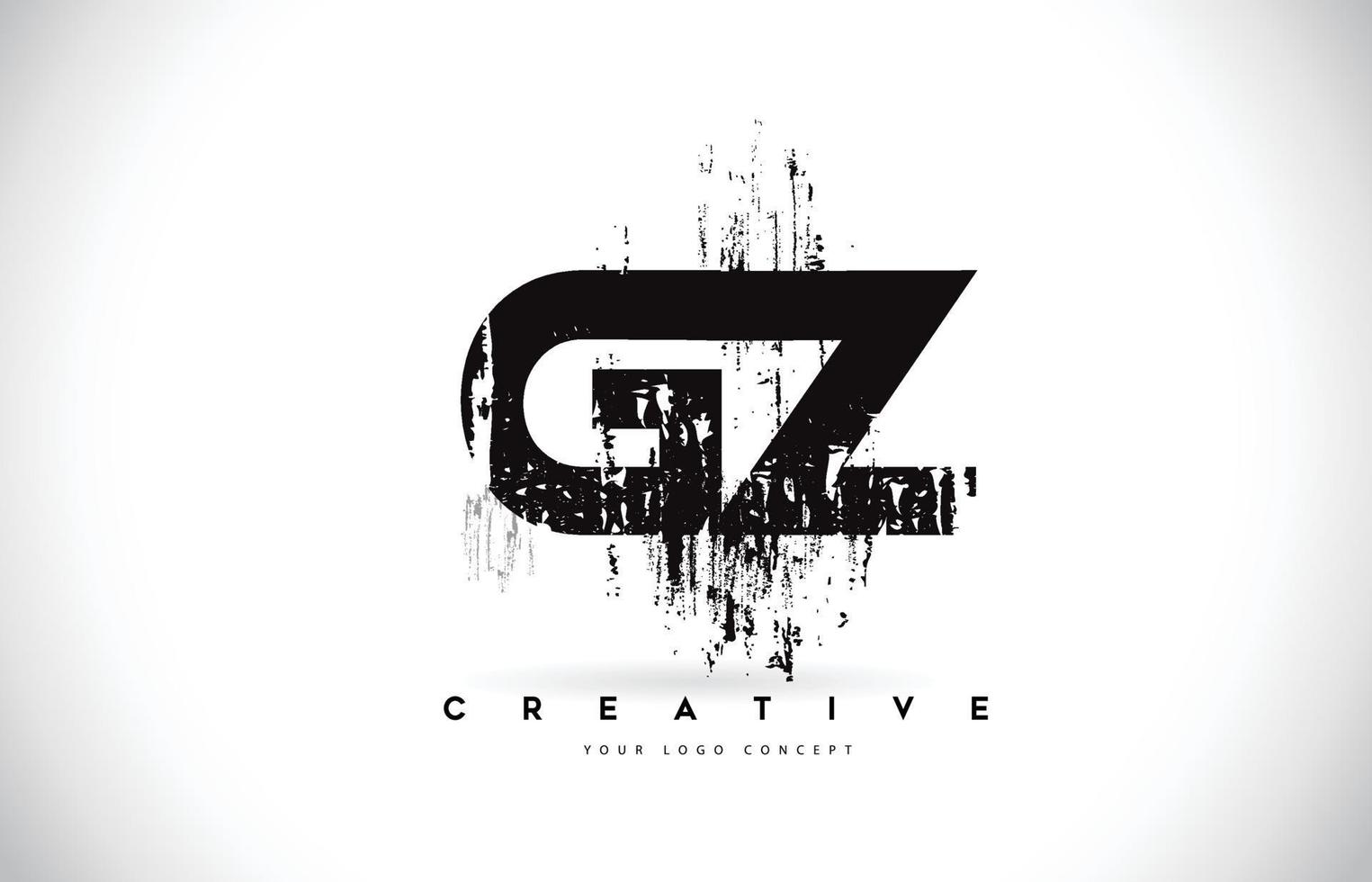 gz gy grunge brush letter diseño de logotipo en colores negros ilustración vectorial. vector