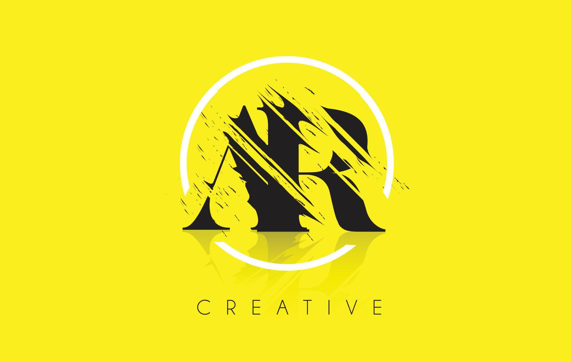 AR Letter Logo with Vintage Grundge Drawing Design. Destroyed Cutted