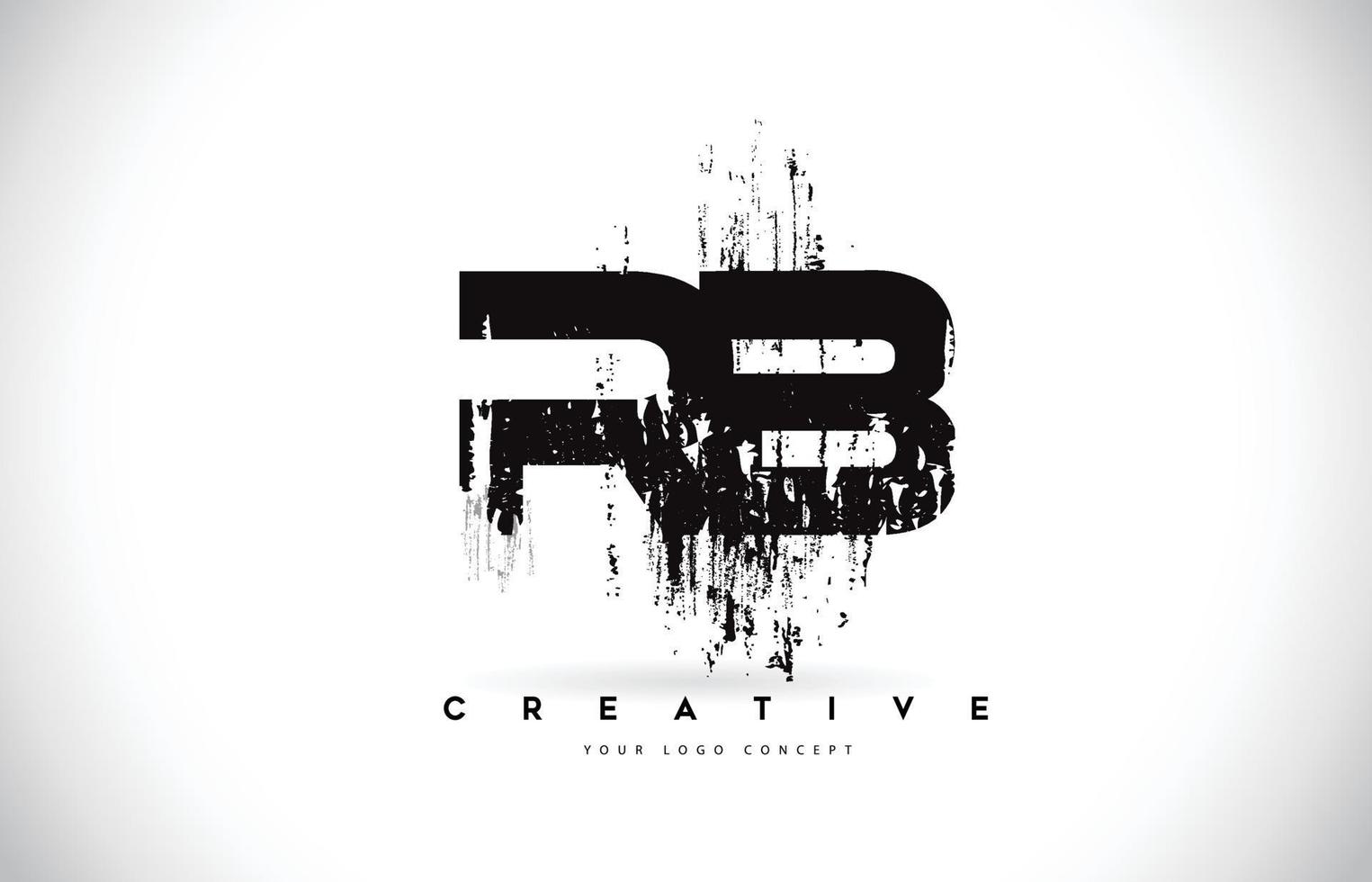 Diseño de logotipo rb rb grunge brush letter en colores negros ilustración vectorial. vector