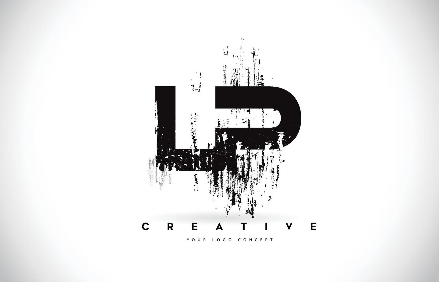 LP L P Grunge Brush Letter Logo Design in Black Colors Vector Illustration.