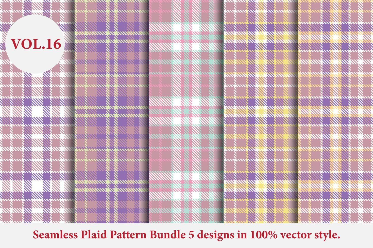 Plaid Pattern Bundle 5 designs Buffalo Vector, Tartan Fabric background wallpaper, Monochrome patterns collection vector