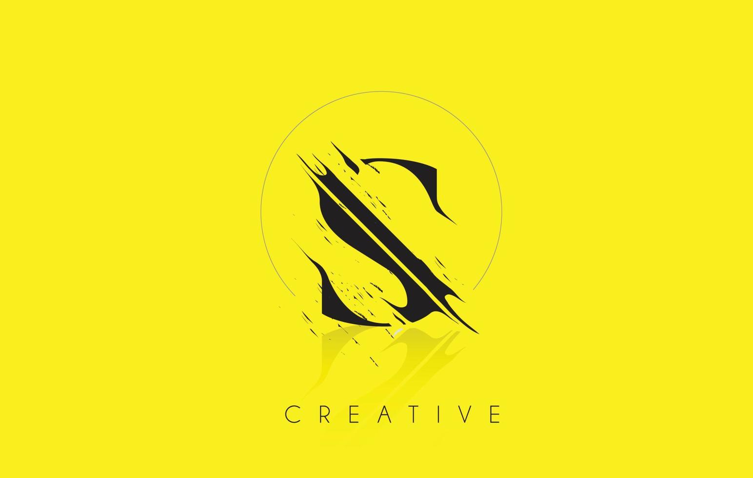 S Letter Logo with Vintage Grundge Drawing Design. Destroyed Cutted Letter Icon Vector. vector