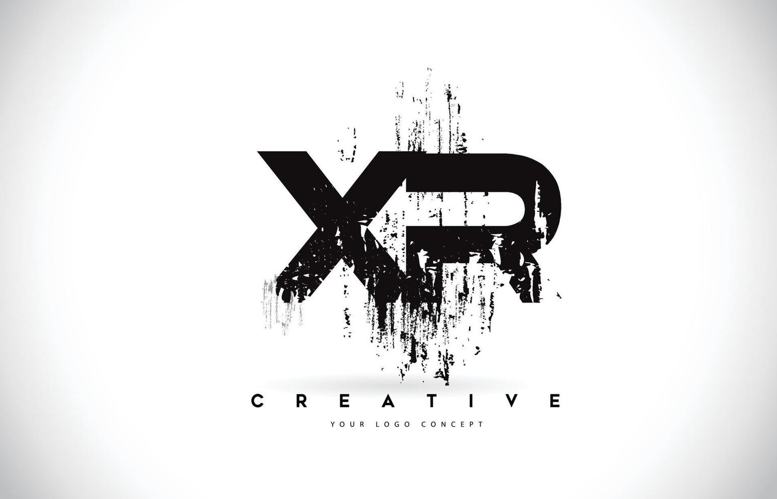 XR X R Grunge Brush Letter Logo Design in Black Colors Vector Illustration.