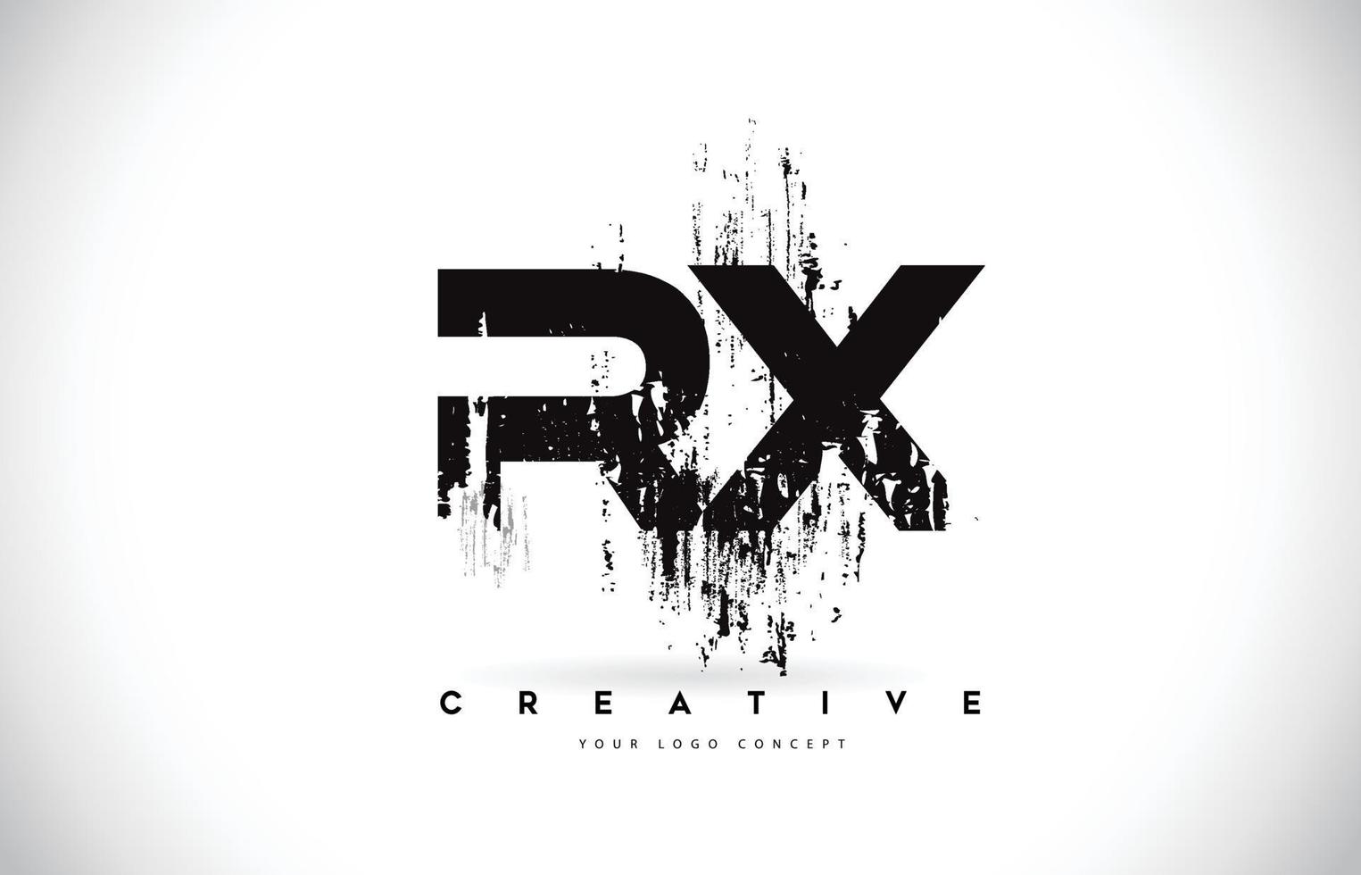 RX R X Grunge Brush Letter Logo Design in Black Colors Vector Illustration.