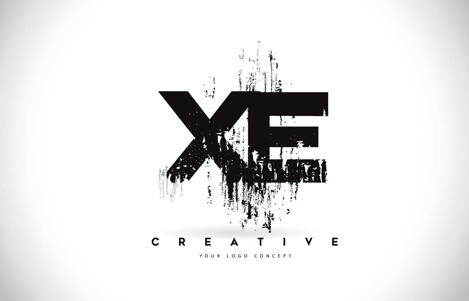 XE X E Grunge Brush Letter Logo Design in Black Colors Vector Illustration.