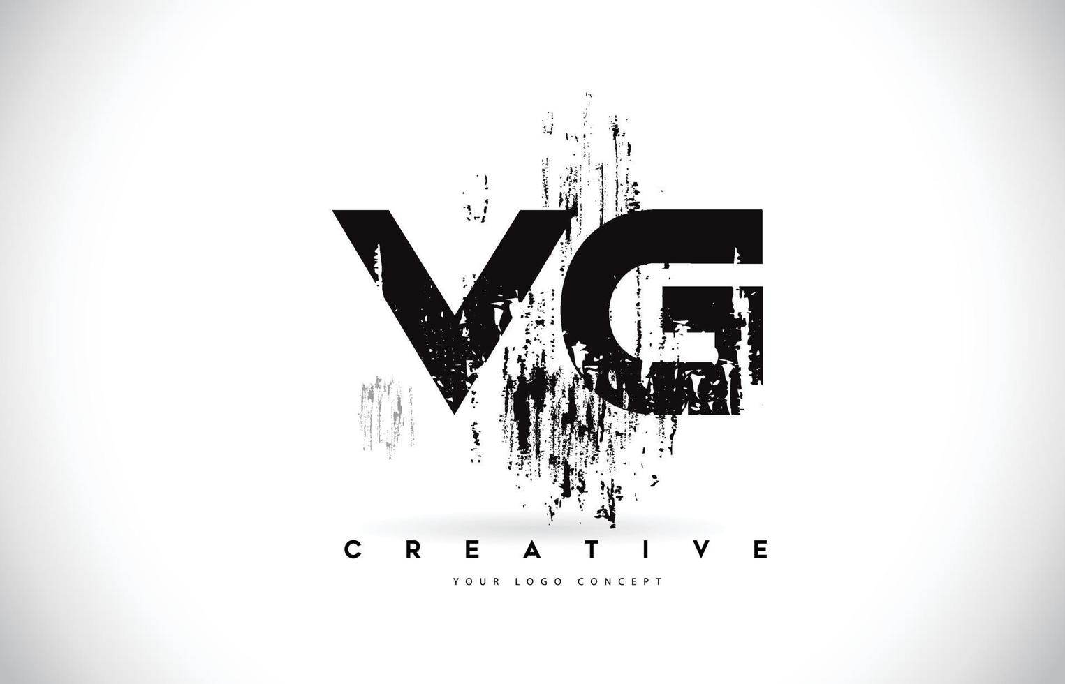 VG V G Grunge Brush Letter Logo Design in Black Colors Vector Illustration.