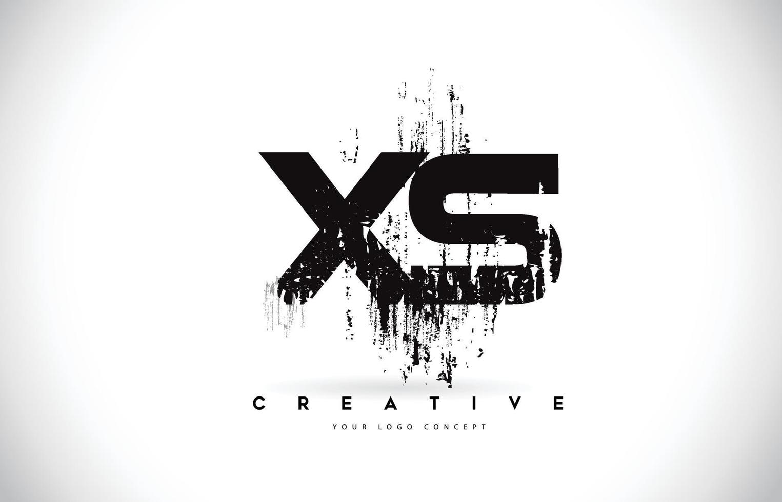 XS X S Grunge Brush Letter Logo Design in Black Colors Vector Illustration.