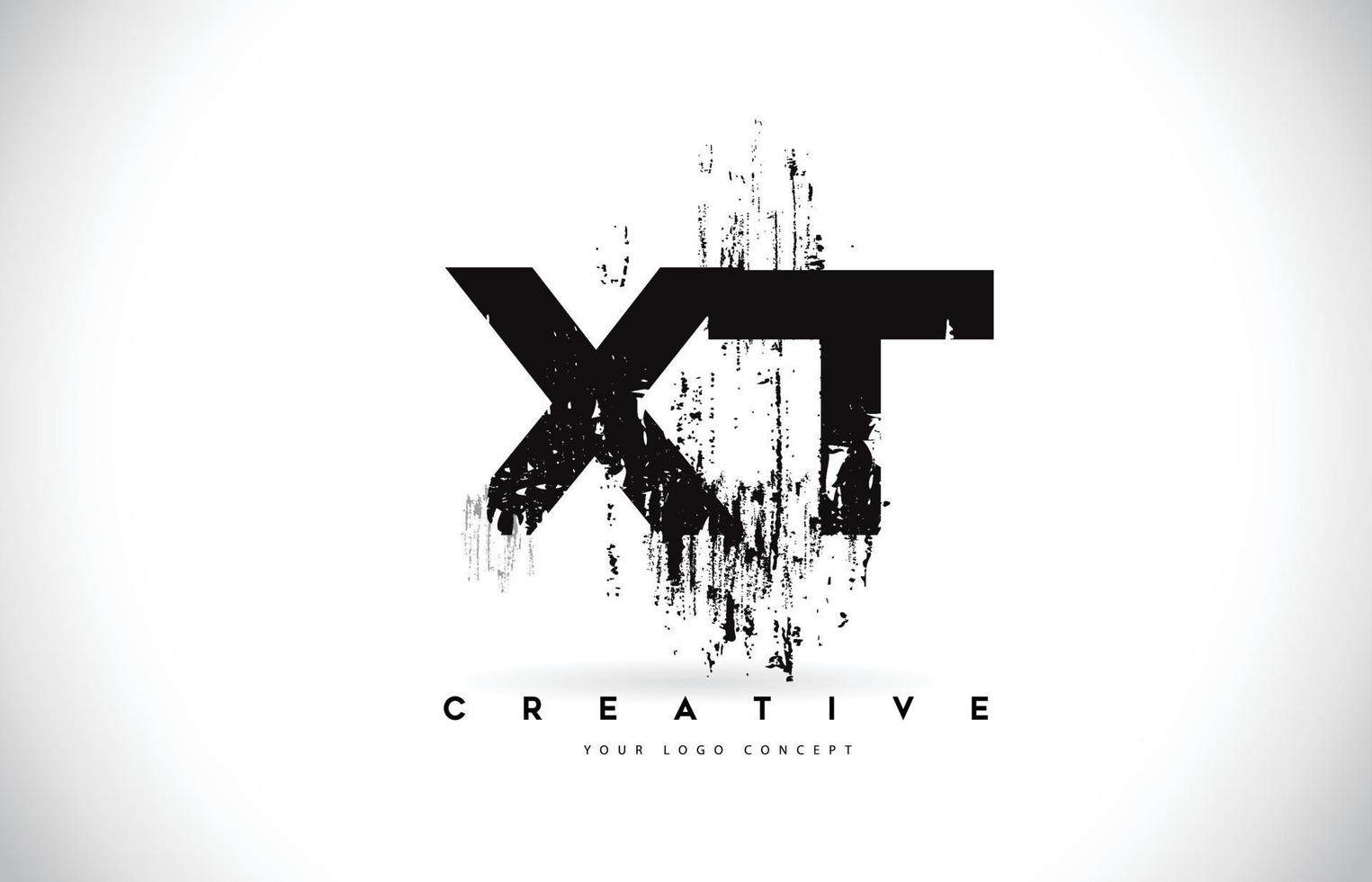 XT X T Grunge Brush Letter Logo Design in Black Colors Vector Illustration.