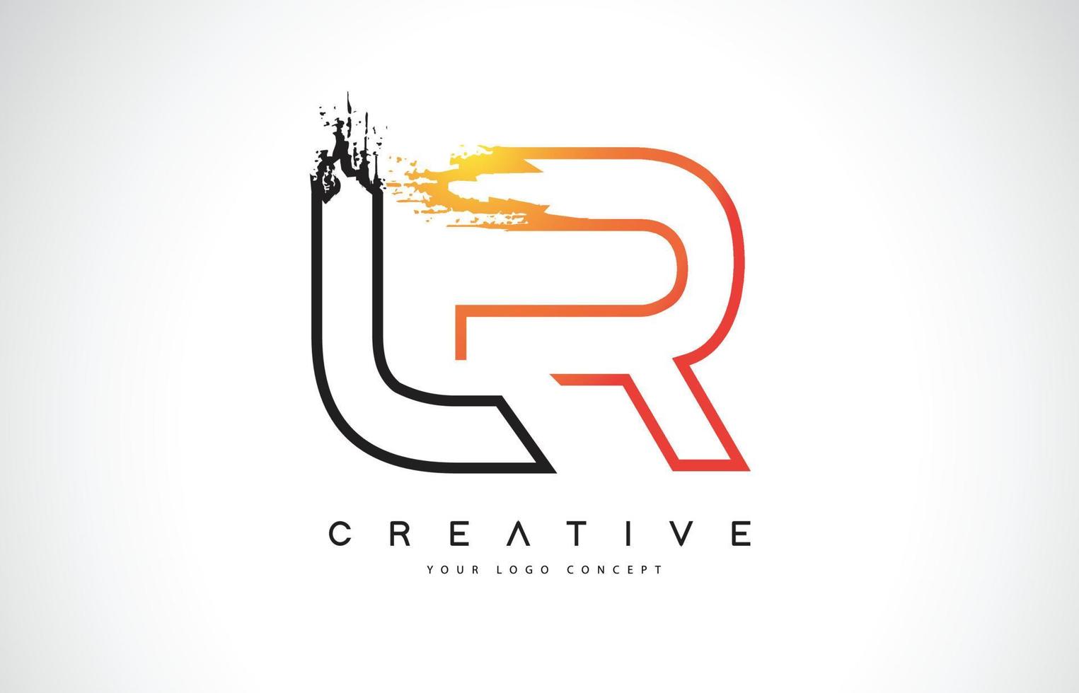 LR Creative Modern Logo Design with Orange and Black Colors. Monogram Stroke Letter Design. vector