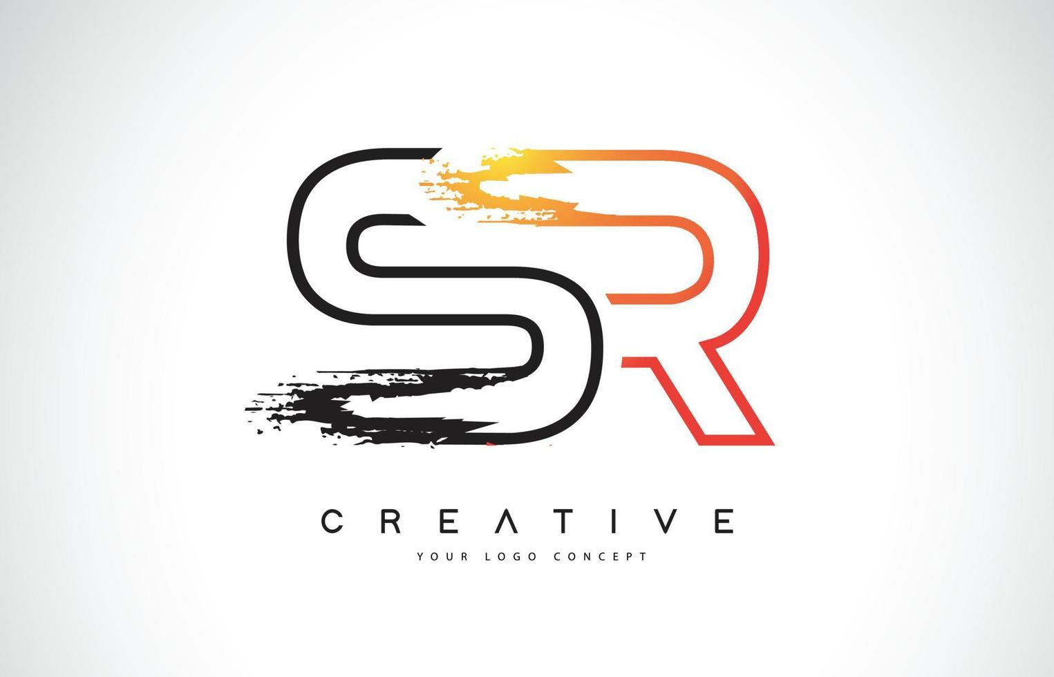SR Creative Modern Logo Design with Orange and Black Colors. Monogram Stroke Letter Design. vector