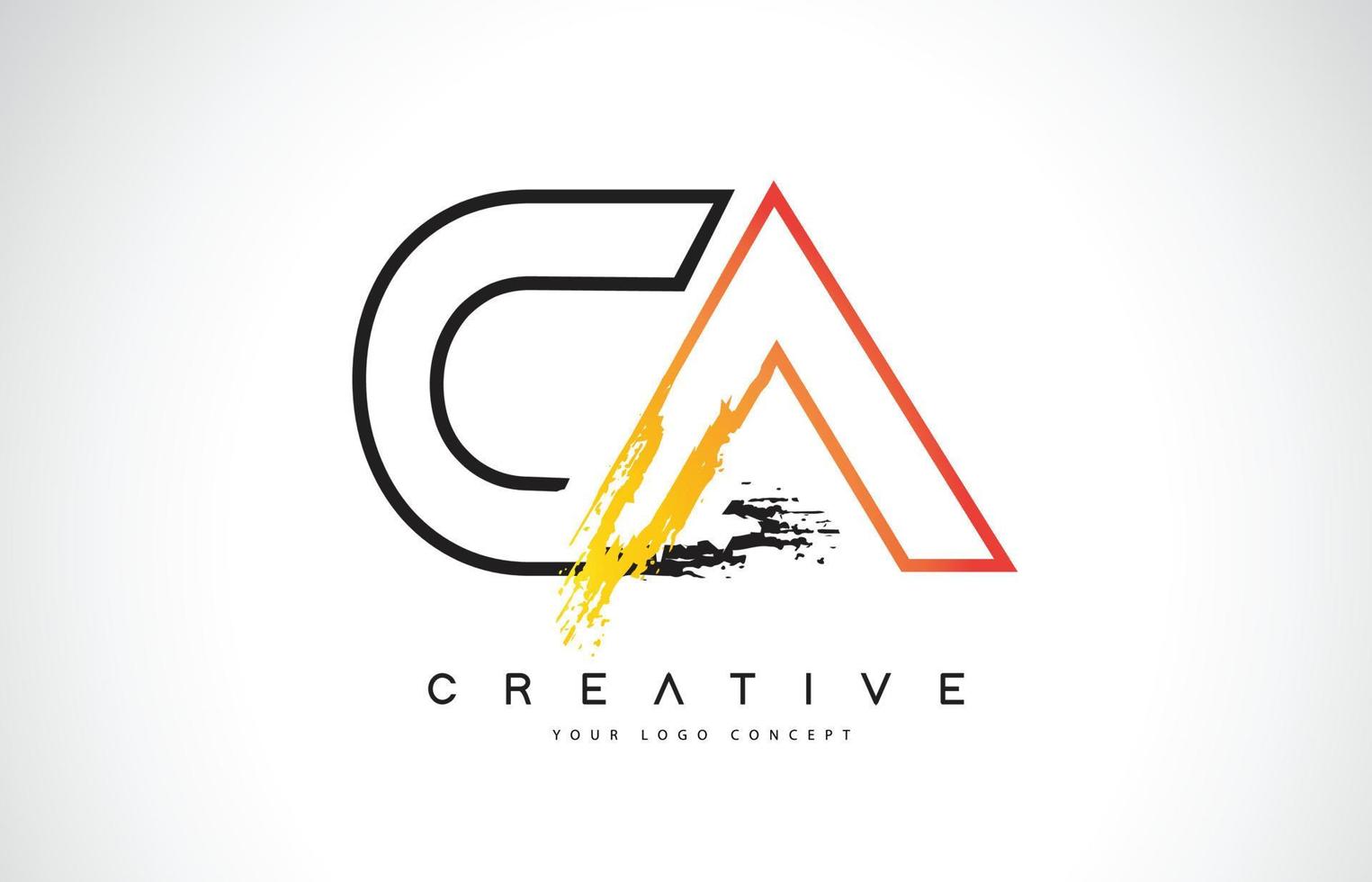 CA Creative Modern Logo Design with Orange and Black Colors. Monogram Stroke Letter Design. vector