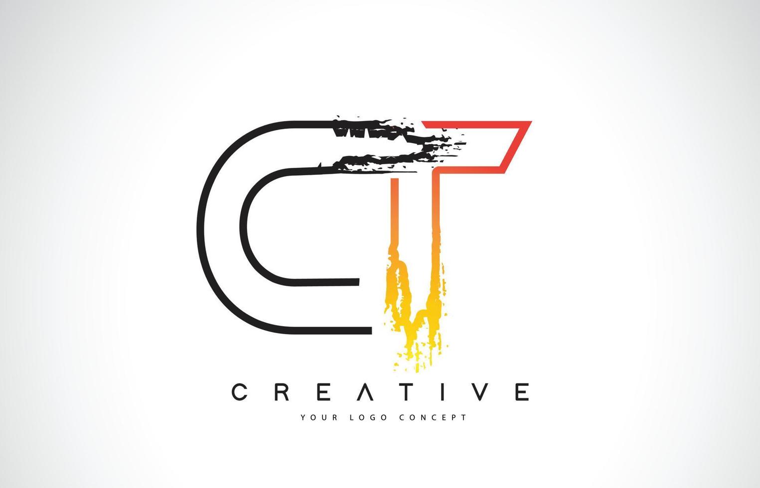 CT Creative Modern Logo Design with Orange and Black Colors. Monogram Stroke Letter Design. vector