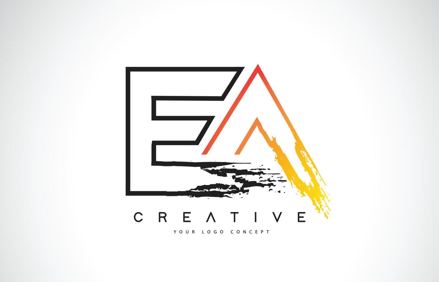 EA diseño de logotipo moderno y creativo con colores naranja y negro. diseño de letra de trazo de monograma. vector