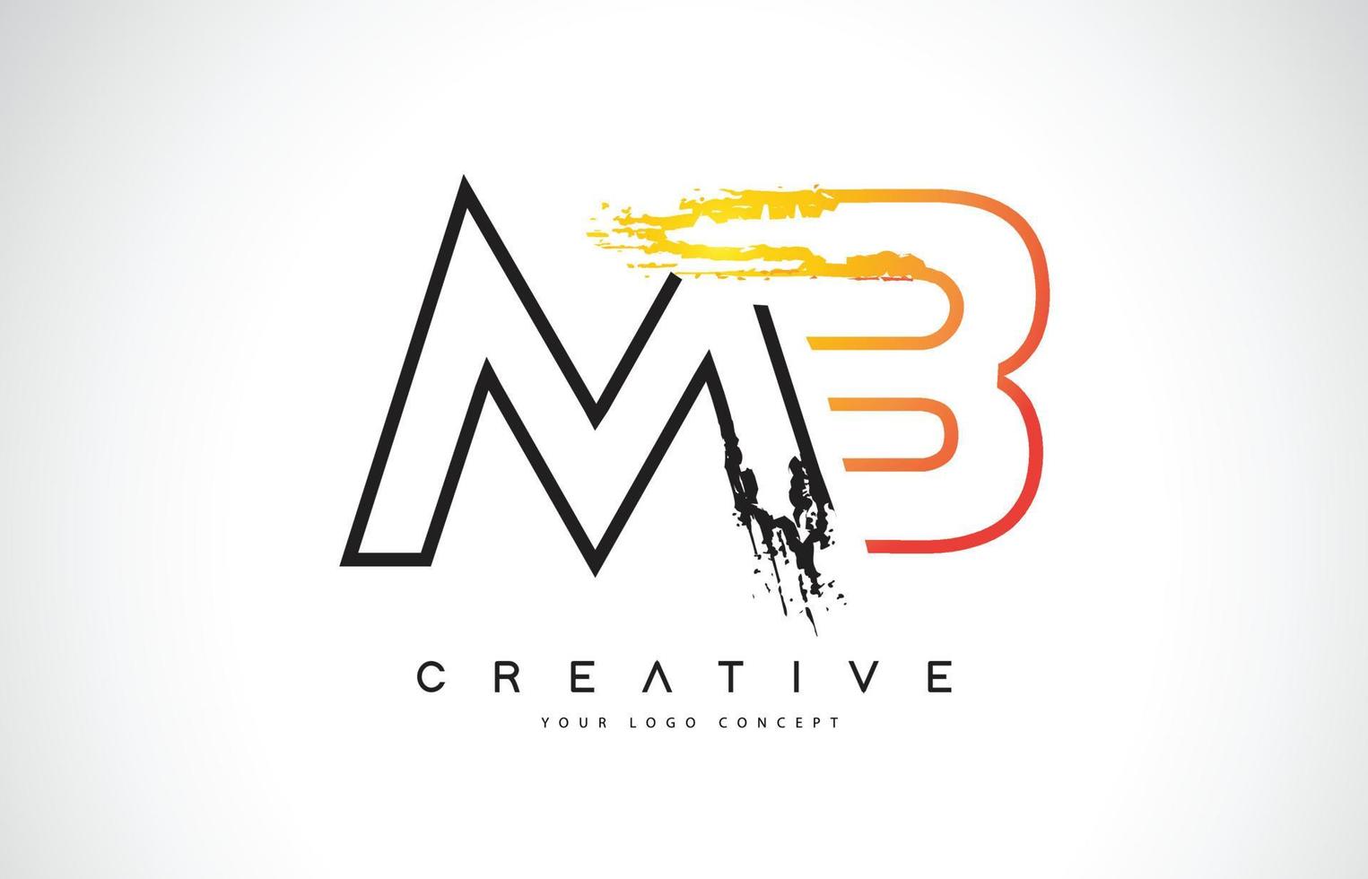 mb creativo diseño de logotipo moderno con colores naranja y negro. diseño de letra de trazo de monograma. vector