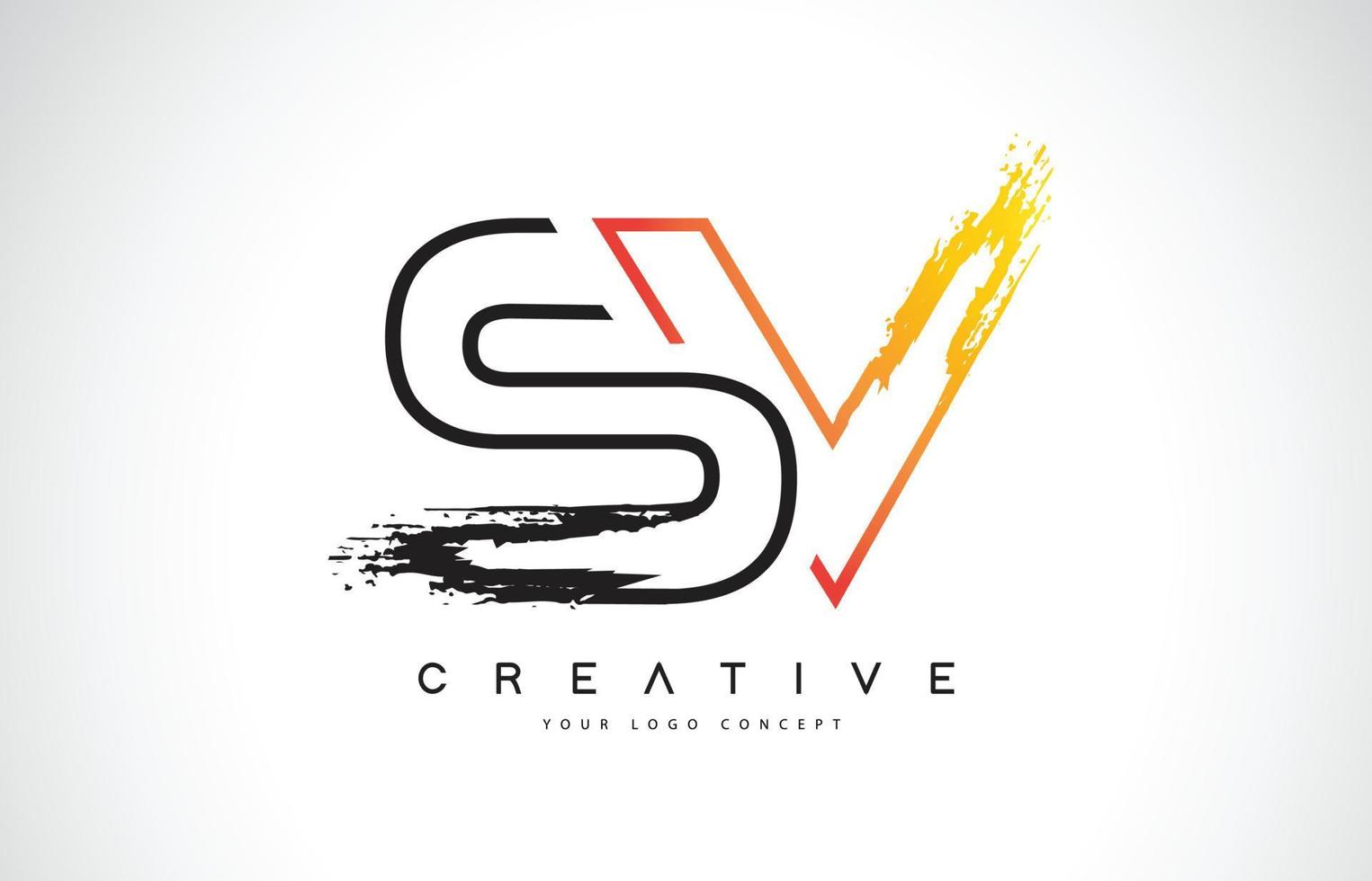 SV Creative Modern Logo Design with Orange and Black Colors. Monogram Stroke Letter Design. vector