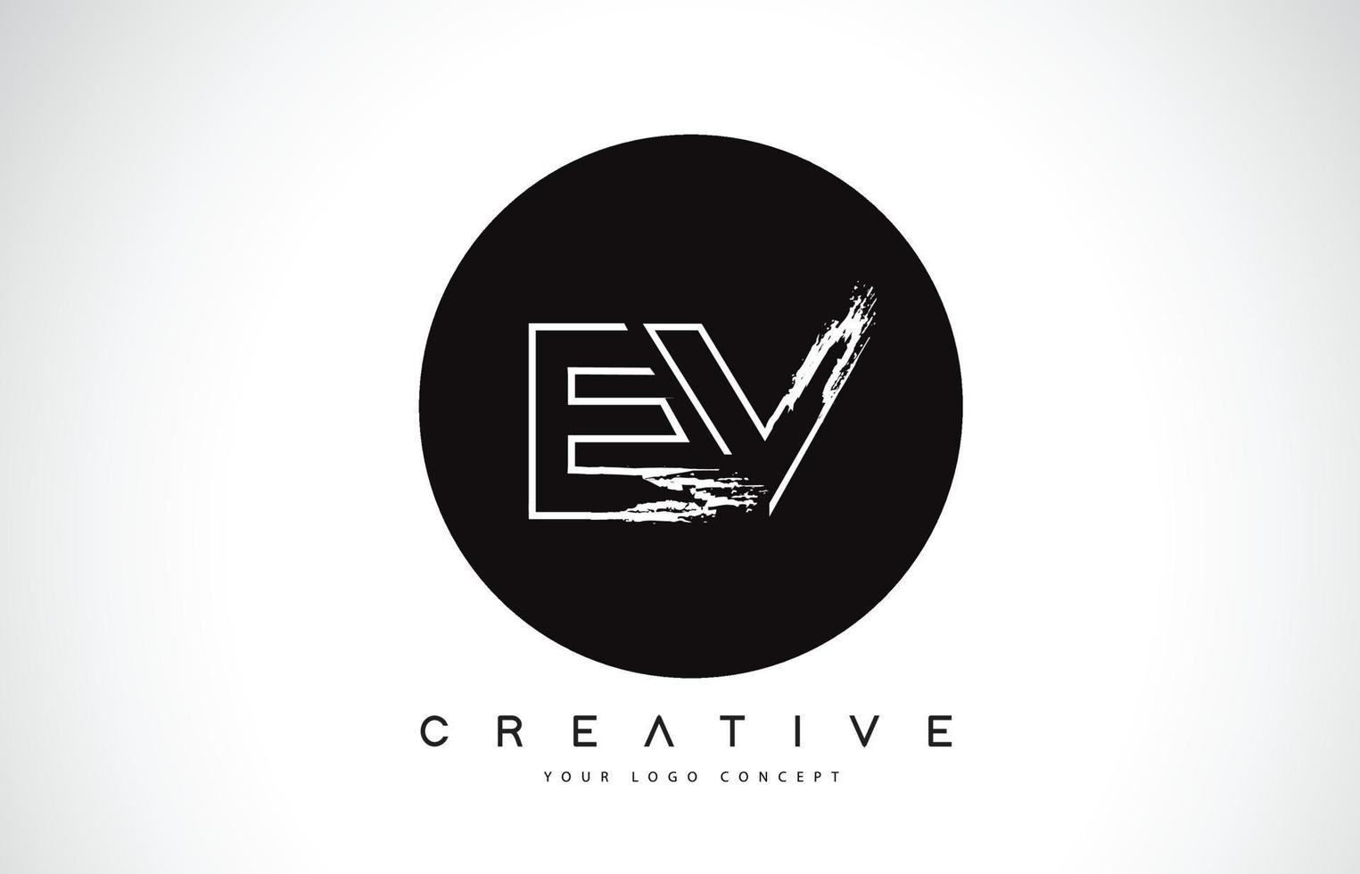 EV Modern Leter Logo Design with Black and White Monogram. Creative Letter Logo Brush Monogram. vector