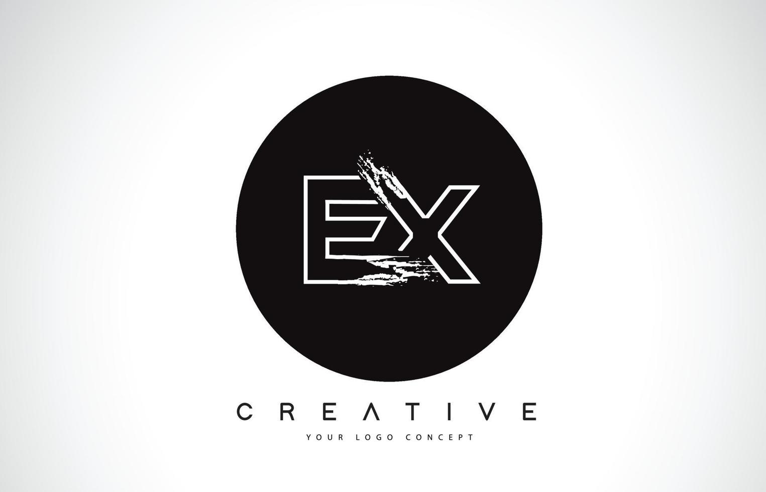 EX Modern Leter Logo Design with Black and White Monogram. Creative Letter Logo Brush Monogram. vector